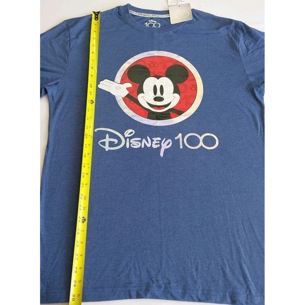 Disney Parks Shirt Adult Large Blue 100 Years Mickey Mouse Double Sided Graphic - Picture 6 of 8